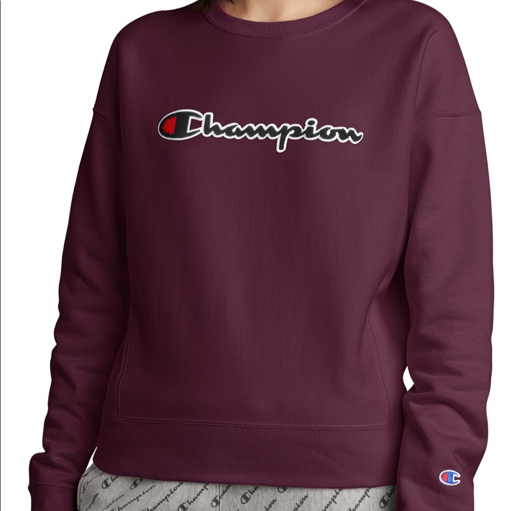 Champion Chenille Logo Rib Panel Sweatshirt